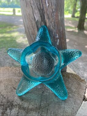 Turquoise Starfish Glass Votive Holder